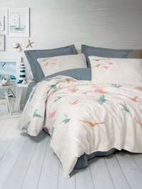 L'essentiel linge de maison Kaija - Juego de Funda de Edredón Individual Azul